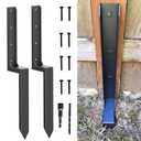 Fence Post Repair Kit,Heavy Duty 4x4/6x6 Fence Post Anchor Bracket for Leaning/Broken Wood Posts,Fence Stakes Reinforcement,11-Gauge Steel Fence Mender (2 Pack)
