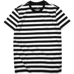Zengjo Mens Striped Shirt Short Sleeve T-Shirts (X-Large, Black&white Wd)
