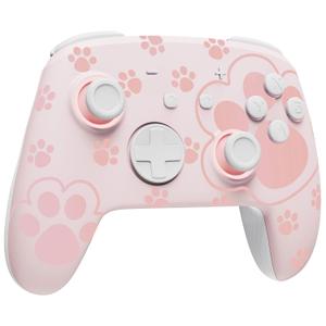 FUNLAB Cute Switch Pro Controller Wireless Compatible with Nintendo Switch 2/OLED/Lite, Grily Hall Effect Controller, Firefly Bluetooth Remote Gamepad Pink with 7 LED Colors/Paddle/Turbo- Cat Paw Pattern