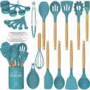 Umite Chef Kitchen Cooking Utensils Set, 33 pcs Non-stick Silicone Utensils Spatula Set with Holder, Silicone Kitchen Gadgets Utensil Set(Dark Blue)