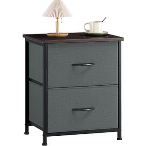Somdot Nightstand, Small Dresser for Bedroom with 2 Drawers, Bedside Table Night Stand End Table with Fabric Bins for Bedroom Kids Closet Dorm Guest Room, Charcoal Grey
