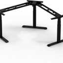 Fromann Electric Triple Motor 3 Tier 3 Leg L Shaped Desk Base Height and Width Adjustable Standing Corner Desk Frame for Home Office (Black)