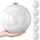Zubebe 5 Pcs 8" Extra Large Outdoors Christmas Balls Ornaments Jumbo Oversized Christmas Tree Decorations Giant Hanging Xmas Plastic Balls Ornaments for Lawn Yard Decoration (White)