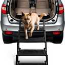 Dog Stairs for Car - Foldable Dog Ramps for Large Dogs with Non Slip Surface, Portable Dog Steps for Cars and SUV, Truck, Support Up to 200 Lbs (Black)