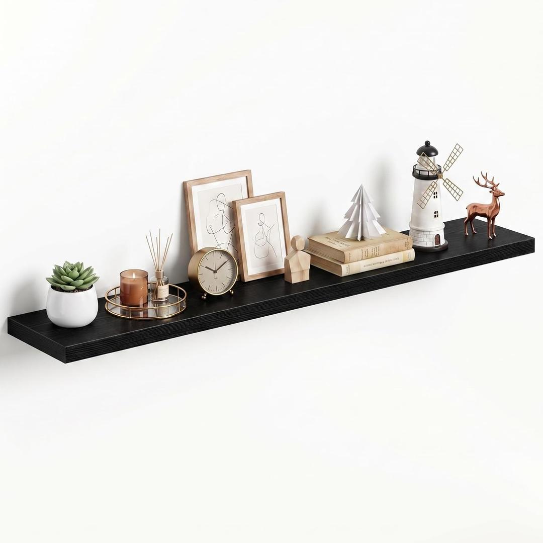Dreamland 55Inch Black Floating Shelves 10" Deep Wall Mounted Set of 1