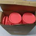 Sieral 36 Pack 8 Oz/ 250 ml Freezer Containers with Lids Plastic Twist Top Deli Jars Reusable Freezer Storage Containers Takeout Bowls for Food Round Wide Mouth Lunch Snacks (Red)