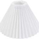 KUMGROT E26/E27 Small Pleated Lamp Shade Scalloped Lampshades Lights Replacement Barrel Drum Lamps Shades for Bedroom Living Room Home Office Decor White