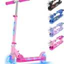 TONBUX Scooters for Kids 5-12, 2 Wheel Scooters with Cool Light Up Stem, Wheels, and Deck, 3 Level Adjustable Height Kick Scooter, Foldable and Lightweight Scooter for Kids 8-12