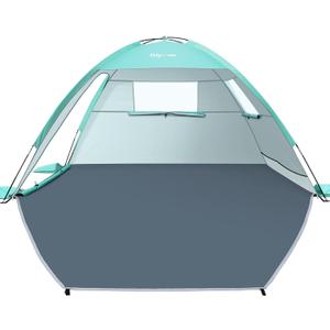 Glymnis Beach Tent Sun Shelter for 3 Person with UPF 50+ UV Protection, Lightweight & Easy Setup Beach Shade Canopy with Vent Windows & Zippered Door - Green