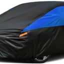 Car Cover for Automobiles All Weather Waterproof, Universal Fit Honda Civic Hatchback, Ford Fiesta, Volkswagen Golf, Toyota Matrix, Chevy HHR, Chrysler PT Cruiser, etc. (4 Fit Hatchback-Length (164" to 178"), Black-Blue)