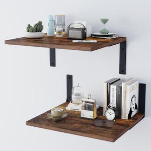 Deep Wall Shelves, Floating Shelves for Wall Display, 12 Deep Wall Mounted Shelves for Living Room, Bedroom, Kitchen, Office Decor, Modern Hanging Bookshelf (Brown, 16 * 12 Inches)
