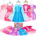 Princess Dress Up for Girls Toddler Dress Up Clothes for Girls 3-6, Role Play Princess Costume Christmas Birthday Gifts (Pink)