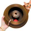 KITTY KURLZ Interactive Cat Toy & Cardboard Cat Scratcher, Collapsible Ball Track with Bell, Reversible Scratch Ring for Play, Chase and Lounge