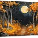 Forest Canvas Wall Art Nature Landscape Painting Moon Tree Scenery Picture Wall Decor Large Framed Artwork for Living Room Bedroom Office Home Wall Decorations 40L x 20W