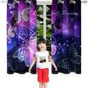 Butterfly Blackout Curtain for Girls Bedroom 2Pcs, Purple Window Curtain Panels Drapes Set Curtains 63 inch Length for Kids Bedroom Nursery Room Grommet Top Thermal Insulated Curtains, 82" x 63"