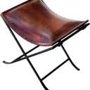 Cuero Melton Leather Stool Side Stich Classical Side Stich Stool Bench (Brown), 20 INCH