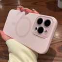 Magnetic for iPhone 16 Pro Max Case with Camera Lens Protector,Silicone Phone Cover Compatible with Magsafe,Full Protection Shockproof Anti-Scratch,Soft Microfiber Lining Inside, Pink