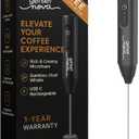 Milk Frother for Coffee, Rechargeable Electric Handheld Frother Wand with Dual Whisk, 3 Speed Settings, Fast Recharge, Powerful Motor, Handheld Mixer Electric (Black)