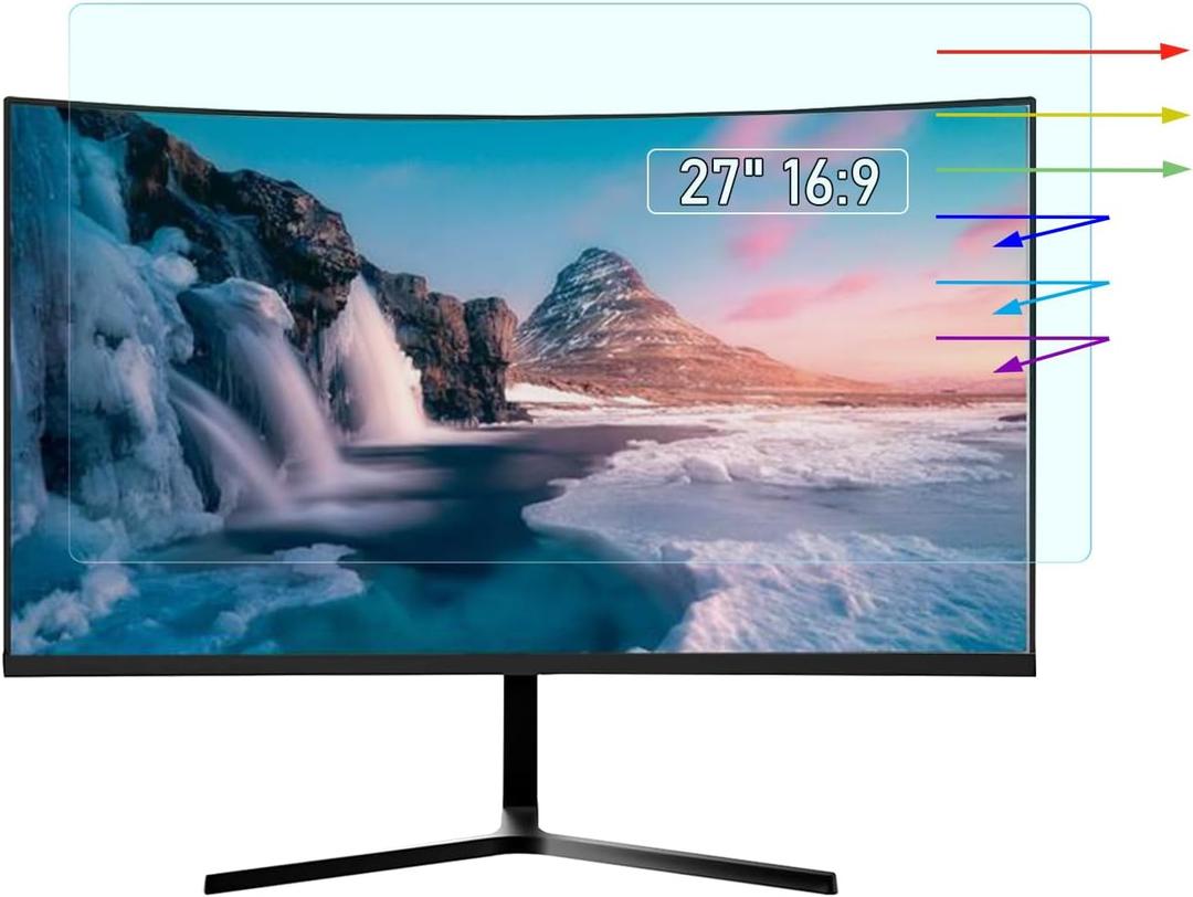 YINOVEEN 27 Inch Anti Blue Light Anti Glare Screen Protector for Universal Diagonal 27" with Aspect Ratio 16:9 Standard/Curved Monitor &Touchscreen, Protection Eyes Filter(23.5" x 13.3" /W x H)