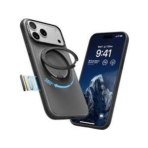 TORRAS Upgraded 360 Magnetic Stand for iPhone 17 Pro Max Case with Camera Control Button, Fit for MagSafe with Ring, MilGrade Protection, Translucent Slim for iPhone 17 ProMax Case Ostand, Black