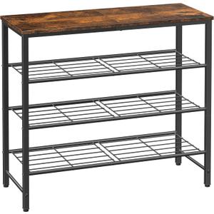 Kitsure Shoe Rack for Closet, Rustic Brown Shoe Organizer with Leveling Feet, Sturdy & Rust-Proof Shoe Storage for Entryway, Bedroom, Living Room, 29.5" x 11.4" x 24.8", Brown