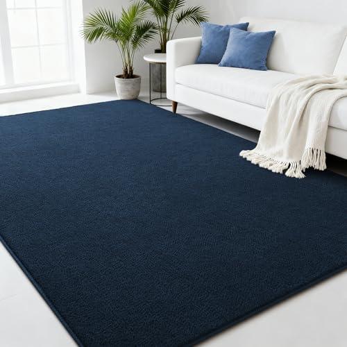 Zedrew Navy Blue Area Rugs for Bedroom Living Room, 5x7 Feet Indoor Memory Foam Rug, Modern Washable Rugs for Kids Boys Girls Room, Dorm Bedside Shag Carpets for Home Decor