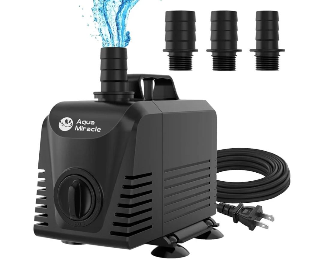 AquaMiracle Submersible Water Pump Aquarium Water Pump with Flow Control, Pond Pump Fountain Pump for Pond, Fountain, Waterfall, Statuary, Water feature, Hydroponics (550GPH, 35W)