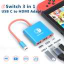 Docking Station for Nintendo Switch, 3-Port USB C Multiport Digital AV Converter Adapter with 4K HDMI USB 3.0 100W Charging Port, Switch Travel Dock with HDMI for MacBook Pro, Dell XPS, HP, etc