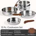 CAROTE 13 PCS Tri-Ply Stainless Steel Cookware Set with Detachable Handle, Pots and Pans Set, Induction Kitchen Cooking Sets, RV/Camping Cookware, Oven Safe