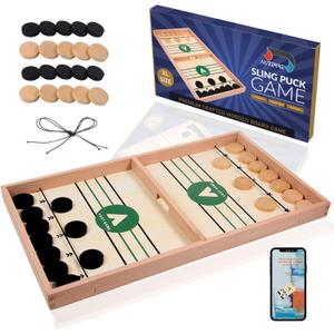 AUTERRE Extra Large Sling Puck Game - Fast Sling Puck Game Large Size for Adults and Kids - Sling Board Game for Family Fun, Parties, or Game Night - Exciting Fast Sling Puck Game