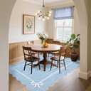 GarveeHome Scalloped Bow Rug for Living Room, Solid Blue Rug for Dorm, Washable Rugs 9x12 Soft Low Pile Non Slip Scalloped Rugs for Nursery College Bedroom Decor Kids Room Playroom