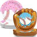50Pcs Ice Cream Drip Baseball Paper Plates Sports Themed Birthday Party Decorations 9 Inch Baseball Ice Cream Theme Dinner Plates Disposable Tableware for Birthday Team Celebration Game Day Supplies