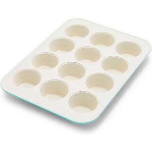 GreenPan Bakewell 12-Cup Muffin Pan, Healthy Ceramic Nonstick Bakeware, PFAS-Free Cupcake Sheet, Durable Baking Tray, Versatile Kitchen Essentials, Easy Clean Muffin Mold,Vibrant Baking Pan, Turquoise