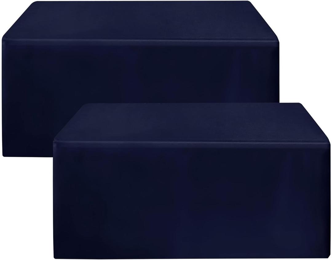 HolidayIdeas Fitted Navy Table Covers - 96 x 30 Inch - 2 Pack Rectangle Tablecloths for 8 Foot Tables, Polyester Fabric Tablecloth for Parties, Holiday Dinner, Wedding, Trade Show