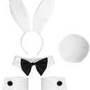 Bunny Costume Set - Rabbit Ears Headband, Bow Tie, Cuff and Tail Accessories Kit