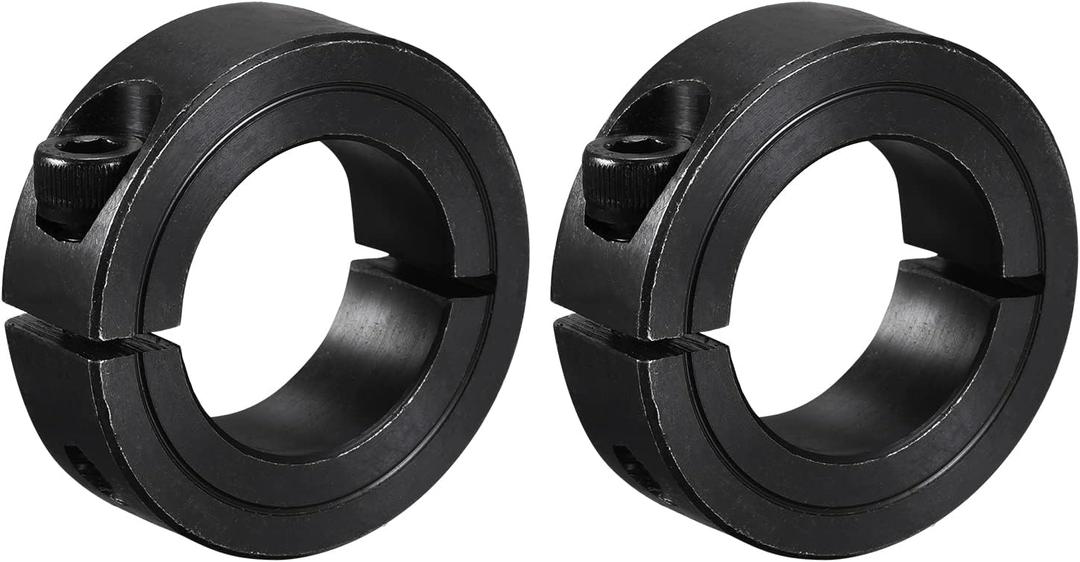 MECCANIXITY Shaft Collar 1.1 Inch Bore Single Split Carbon Steel Clamping Collar Shaft Collars with Set Screw Black 2 Pack