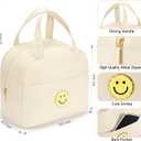 Lunch Bag for Women Large Insulated Box Reusable Tote with Preppy Bag,Soft Leather Lunchbag Work Picnic Travel (White)