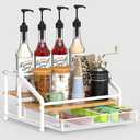 Alyoen Coffee Syrup Organizer Rack, 3-Tier Coffee Station Organizer for Countertop, Coffee Bar Organizer with 35K Cup Storage Basket, Coffee Syrup Holder Stand for Coffee Bar Accessory - White