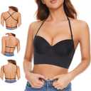 Low Back Bras for Women-Seamless Invisible Backless Bra-Lightly Lined Demi Multiway Bra No Show Low Cut Halter Bras (Black, 38 C)