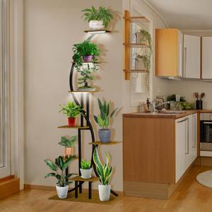Plant Stand indoor with Grow Lights, 8 Tiered 62" Tall Metal Plant Shelf for indoor Plants Multiple, S-Shaped FlowelDisplay Rack for Living Room, Home, Balcony, Patio & Garden