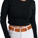 TOURZOO No Show Stretch Belt for Women Invisible Adjustable Strap Belt with Flat Buckle for Jeans Pants Dresses