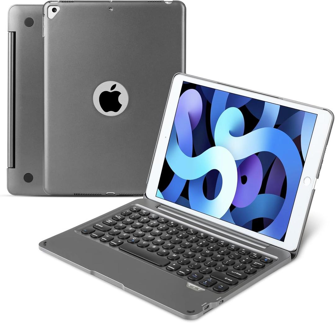 Wireless Bluetooth Keyboard Case for iPad 9th 8th 7th Gen 10.2'', iPad Air 3rd 10.5'', iPad Pro 10.5", Smart Wireless Keyboard Case 360 Full Protection Cover (Dark Grey)