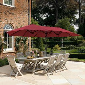 SUPERJARE 13FT Outdoor Umbrella for Patio, Double sided Pool Umbrellas with Fade Resistant Canopy, Large Table Umbrella for Deck, Market, Backyard - Burgundy(No Base)