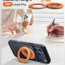 TORRAS 2025 Flagship Magnetic Phone Grip Ring Holder Kickstand [2-Sided Magnetic] [360 Rotation] Fit for MagSafe Accessories for iPhone 17 16 15 14 13 12 11 Samsung, Google, Orange