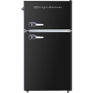 Frigidaire Retro Mini Fridge with Freezer & Side Bottle Opener-Small 2 Door Refrigerator for Office Bar or College Dorm Room-3.2 Cu Ft  19"D x 20.5" W x 33.5" H (ONYX)