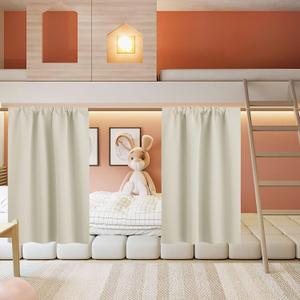 RYB HOME Small Curtains for Door Windows - Blackout Thermal Insulating Drapes for Home Theatre Bathroom Basement Cafe RV Camper Windows Blinds, Wide 34 x Long 30, Beige, 1 Pair