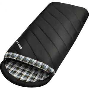 GEERTOP Flannel Sleeping Bag for Adults XXL 4 Season, 0 Degree Sleeping Bag for Winter Cold Weather (Black)