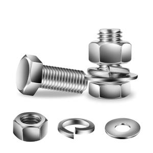 1/4-20 x 1 Hex Head Screw Bolt, Nuts, Flat & Lock Washers, 20Pcs 18-8 (304) Stainless Steel, Fully Threaded, by SG TZH (Silver)