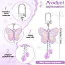 25 Set Baby Shower Favors for Guests Butterfly Keychain Bulk Thank You Cards Bag Baby Shower Return Gifts (Purple)