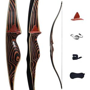 Deerseeker Outdoor Archery 54" Traditional Bow Hunting Longbow with Bamboo Core Limbs Handmade Recurve Bow RH/LH for Targeting Practice Shooting Youth & Adults Bow Set 15-80lbs (55lb)